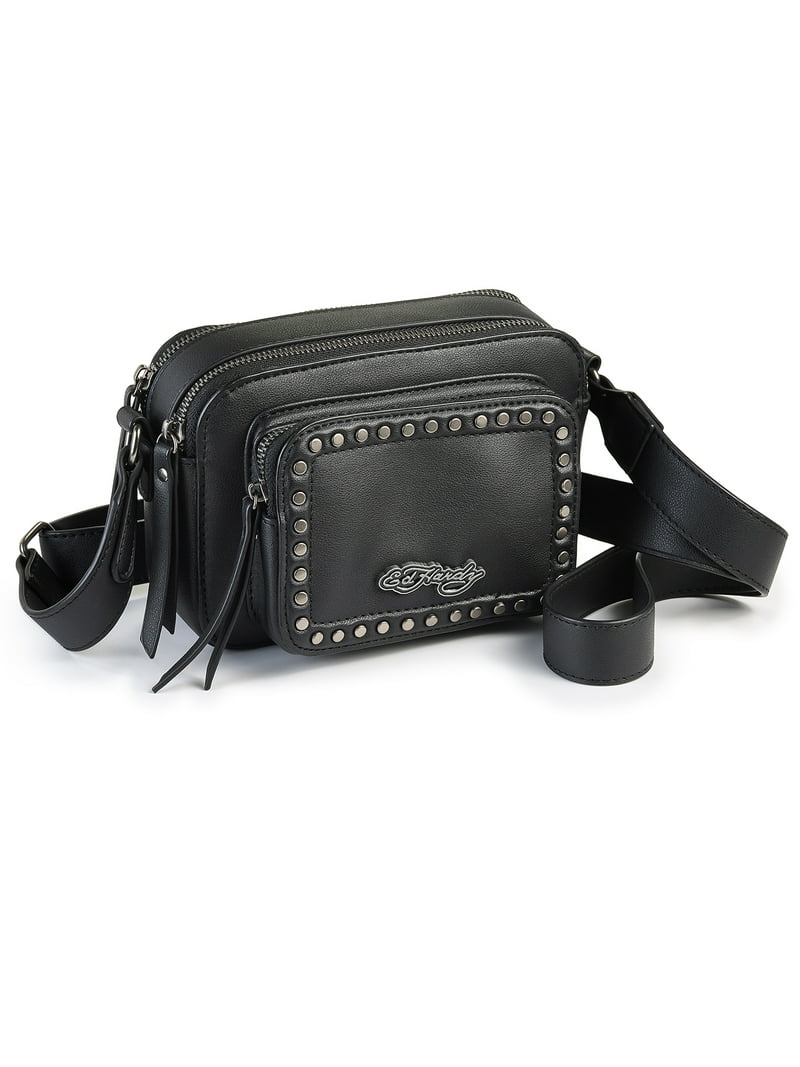 Ed Hardy Women's Black Camera Crossbody Bag with Skull