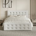 thumbnail image 6 of King Bed Frame with Adjustable Headboard and 4 Storage Drawers, Upholstered Platform Bed Frame Square Stitched Button Tufted, No Box Spring Needed, Noise Free, Easy Assembly, 6 of 8