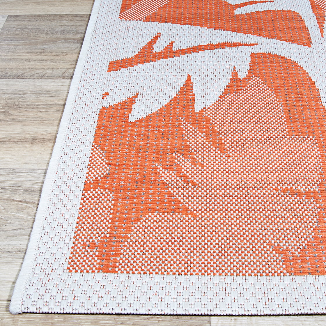 Couristan Monaco Coastal Flora Indoor / Outdoor Area Rug, Ivory-Orange, 5'3" x 7'6"