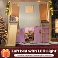 thumbnail image 4 of Harper & Bright Designs Full Size House Loft Bed with Sills and Tents, Solid Wood Loft Bed Frame with Ladders and Slide for Boys and Girls, Natural+Pink, 4 of 7