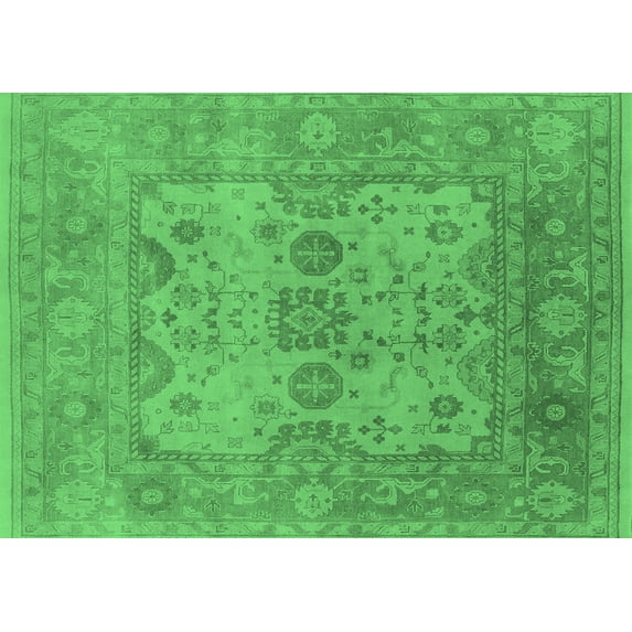Ahgly Company Indoor Rectangle Oriental Emerald Green Industrial Area Rugs, 8' x 12'