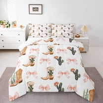 Feelyou Boho Cactus Plant Twin Comforter Sets, Tribal Bowknot Cowgirl Bedding Set, 2-Piece