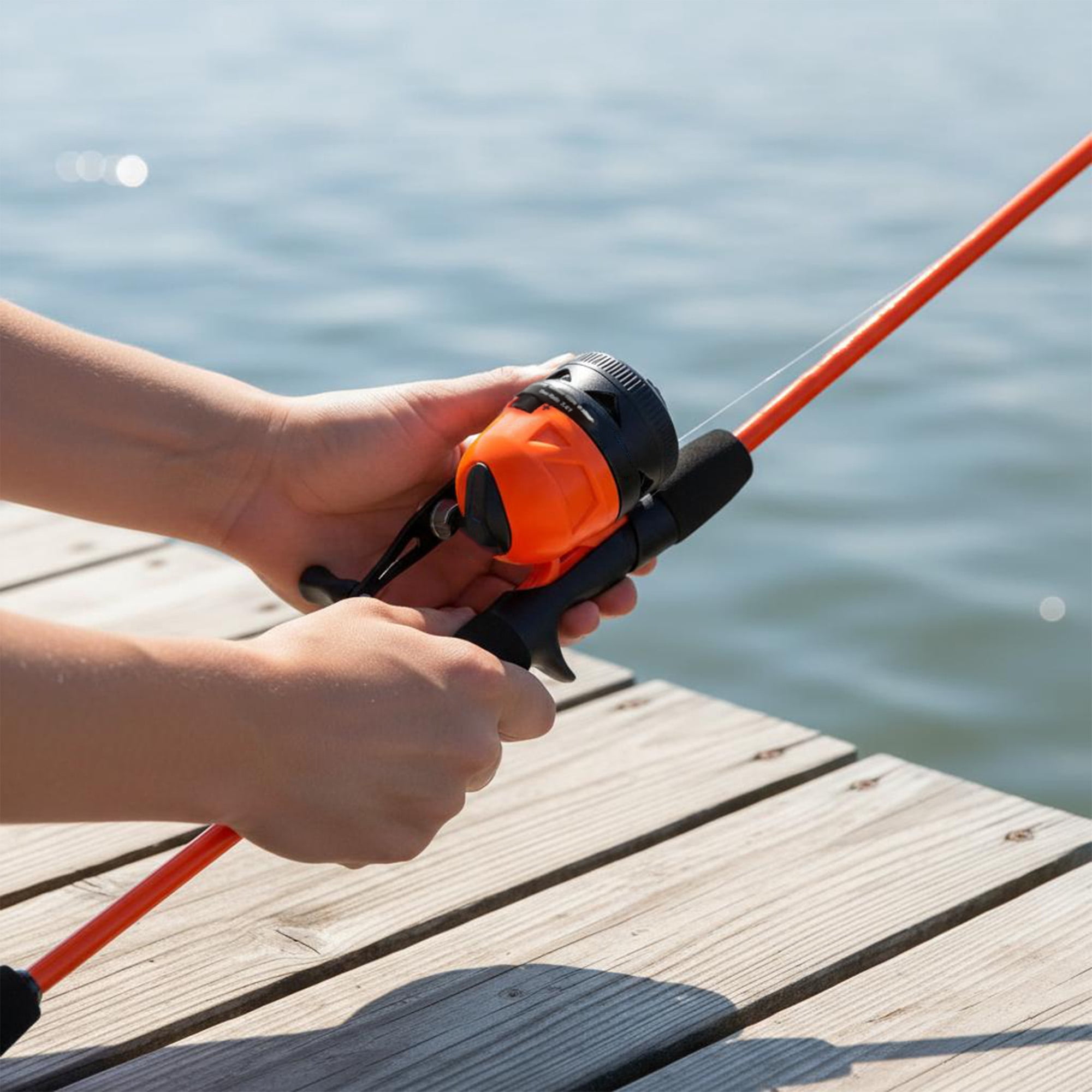 Ozark Trail Wayfarer Fiberglass Spincast Fishing Rod and Reel Combo for Adults, 5' 6", Orange, 2 Pieces