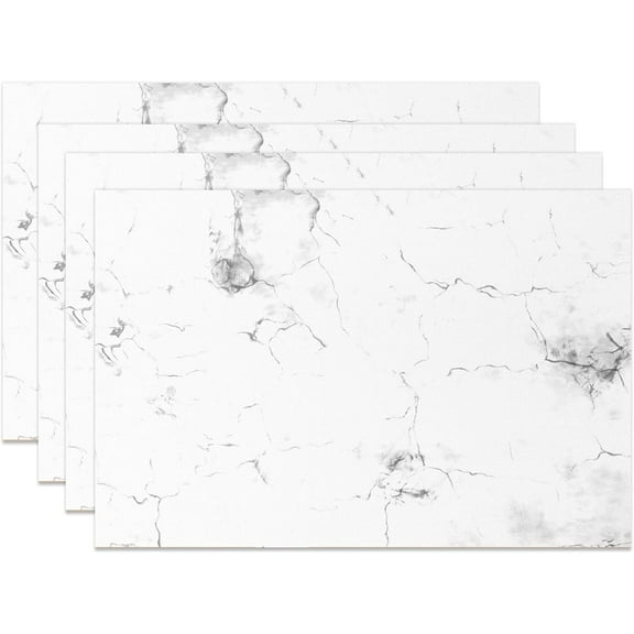 Classic White Marble Placemats Set of 4 12x18 Inch Gray Veins Natural Stone Place Mats for Kitchen Table Mats Dining Room Home Decor