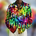 thumbnail image 2 of Mens Shirts Casual Carnival Festival Colorful Long Sleeve Button Down Lapel Top Party Events Breathable Soft Fabric Shirt for Men Multicolour1 L, 2 of 4