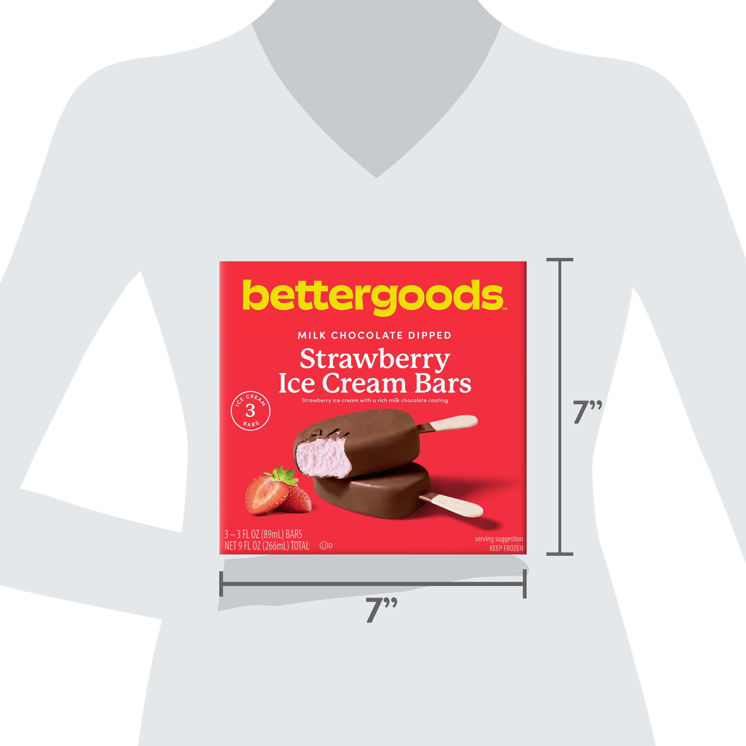 bettergoods Milk Chocolate Dipped Strawberry Ice Cream Bars, 3 fl oz, 3 Pack