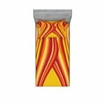thumbnail image 2 of Ambesonne Retro Fitted Sheet & Pillow Sham Set, Wavy Stripes Abstract, Queen, Yellow Orange Red, 2 of 3