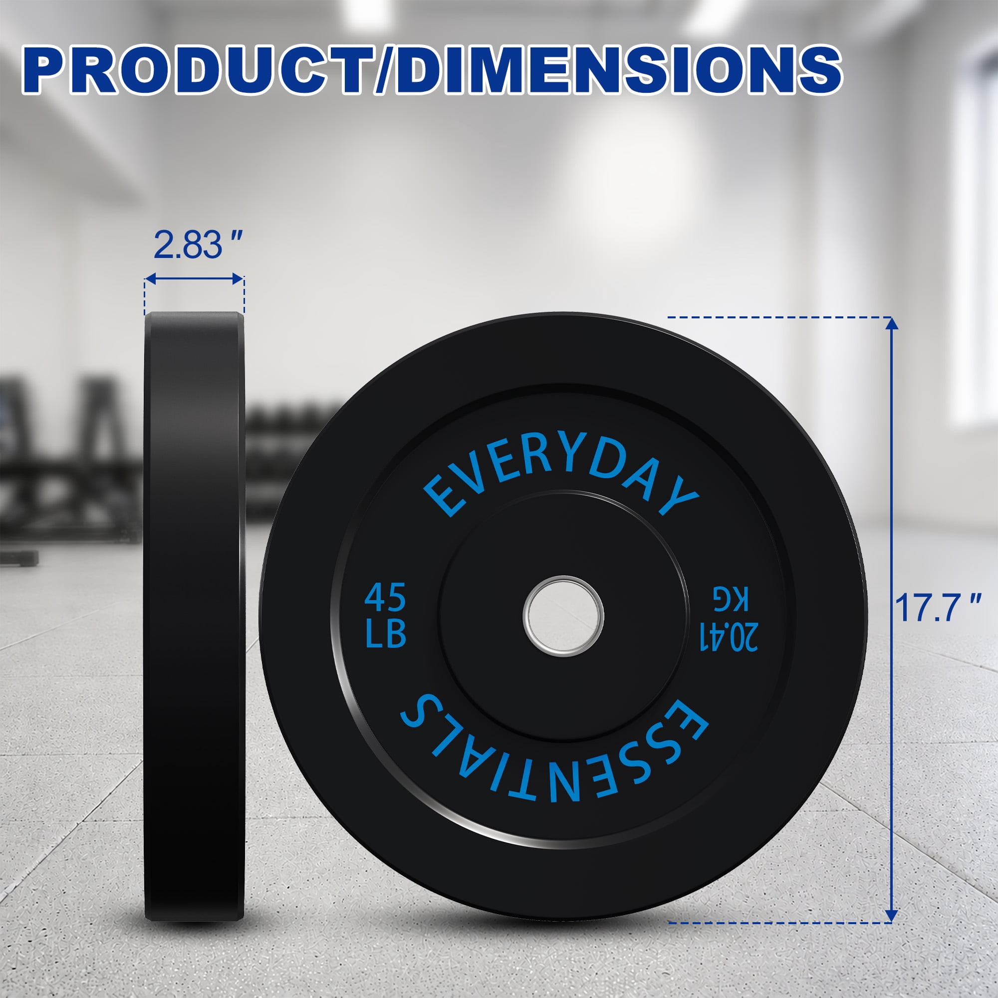 Sprint Demon Olympic Bumper Plates, 2-Inch Solid Rubber Weight Plates for Home Gym and Strength Training, 45 LB Pair, Black