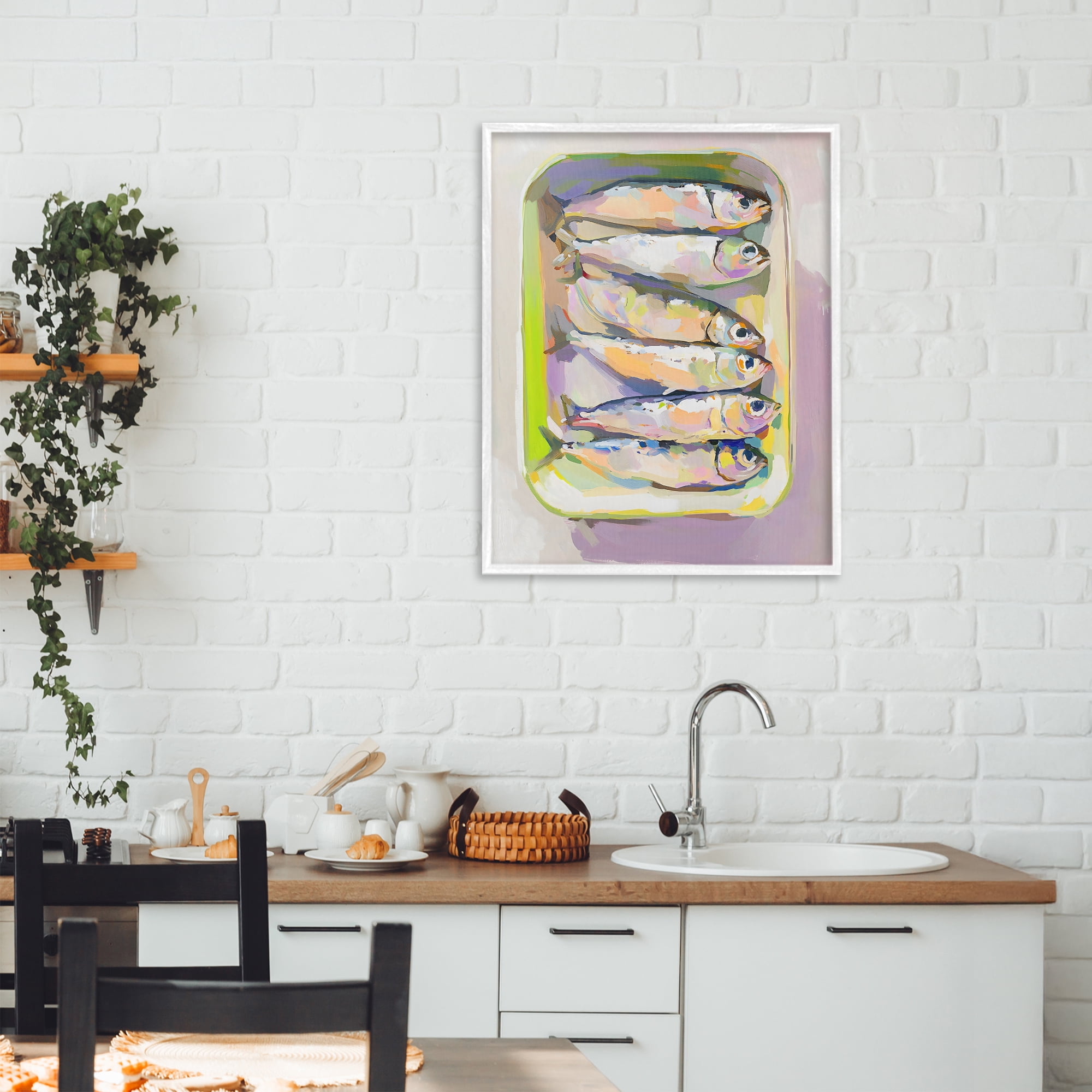 Stupell Industries Vibrant Hued Sardines White Framed Giclee Art, design by The Prints Vibe