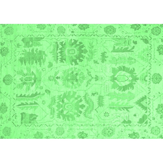 Ahgly Company Indoor Rectangle Oriental Emerald Green Traditional Area Rugs, 2' x 5'