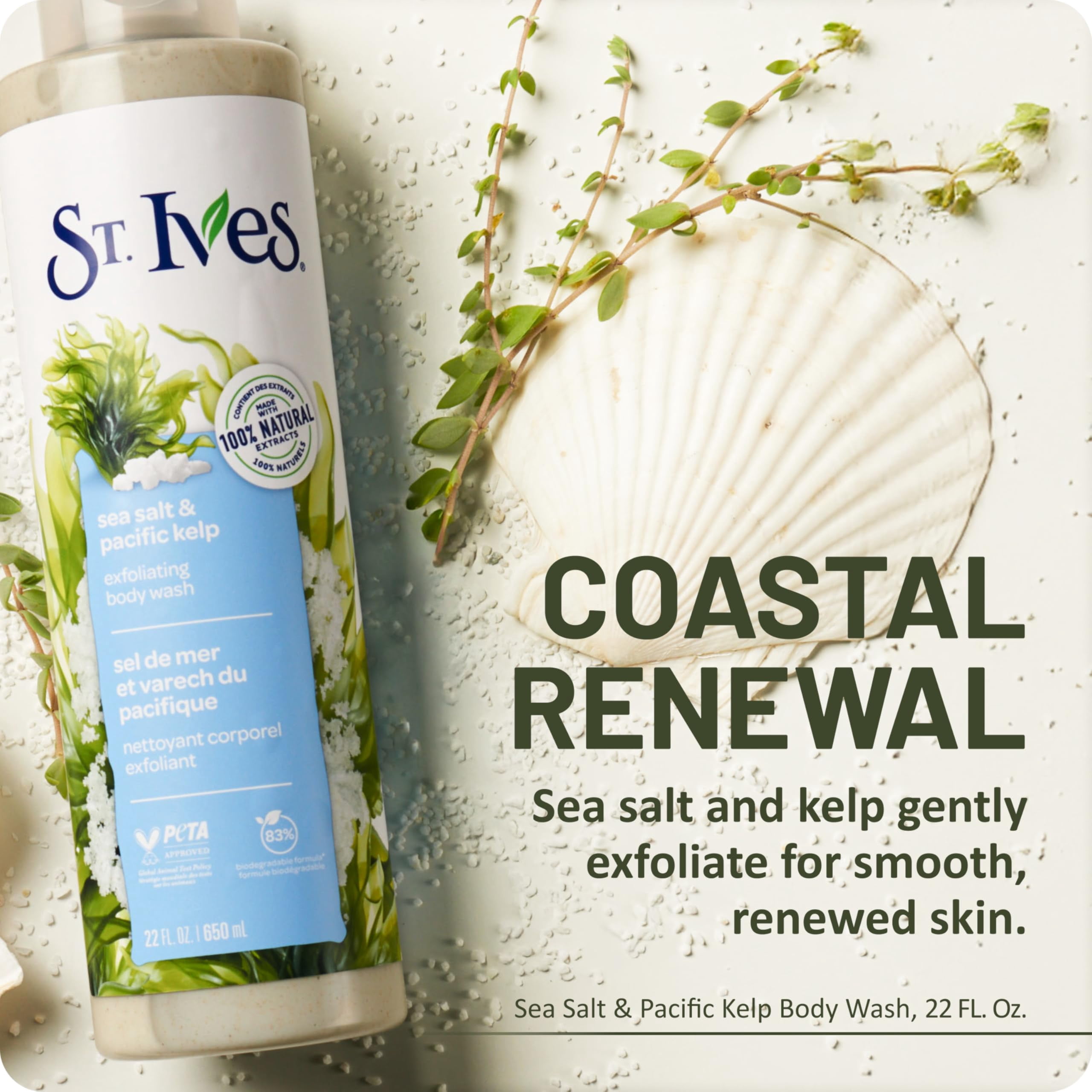 St. Ives Sea Salt and Pacific Kelp Exfoliating Body Wash 22 oz - 2 Pack