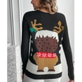 thumbnail image 3 of DailyTrove Women's Christmas Reindeer Print Sweater, Long Sleeve, Holiday Party & Casual Wear, Soft Wool Blend, Plus Size Friendly, 3 of 5