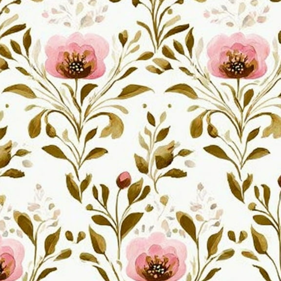 Victorian Peel and Stick Wallpaper 23.6in x 9.8ft Pink Floral Green Leaves Delicate Accents Contact Paper Vinyl Waterproof Self Adhesive Wall Paper for Bedroom Shelf Cabinet Renter Friendly