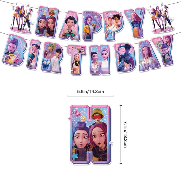 Kit Decorazione Compleanno Kpop Hunter – 44 Pezzi: Striscione, Palloncini, Topper Per Torta E Cupcake, Tema Carino
