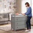 thumbnail image 4 of ELLEGHT 3-Drawer Dresser Changer, Changing Table, Nursery Dresser with Safety Belt, Guardrails & Changing Top for Baby Nursery in Gray, 4 of 8