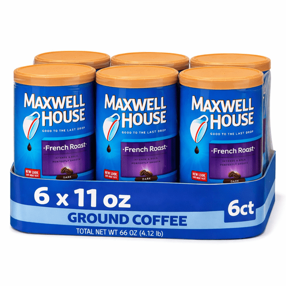 Maxwell House French Roast Ground Coffee Dark Roast 11 oz Canister Bold Rich Flavor