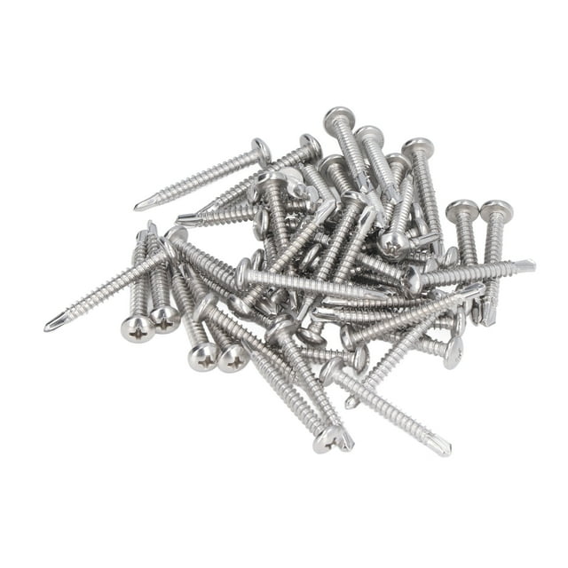 Juego de tornillos 50 piezas M-4.8x38 Tornillo autoperforante Cabeza redonda Sujetadores de acero inoxidable 304 para trabajos en madera
