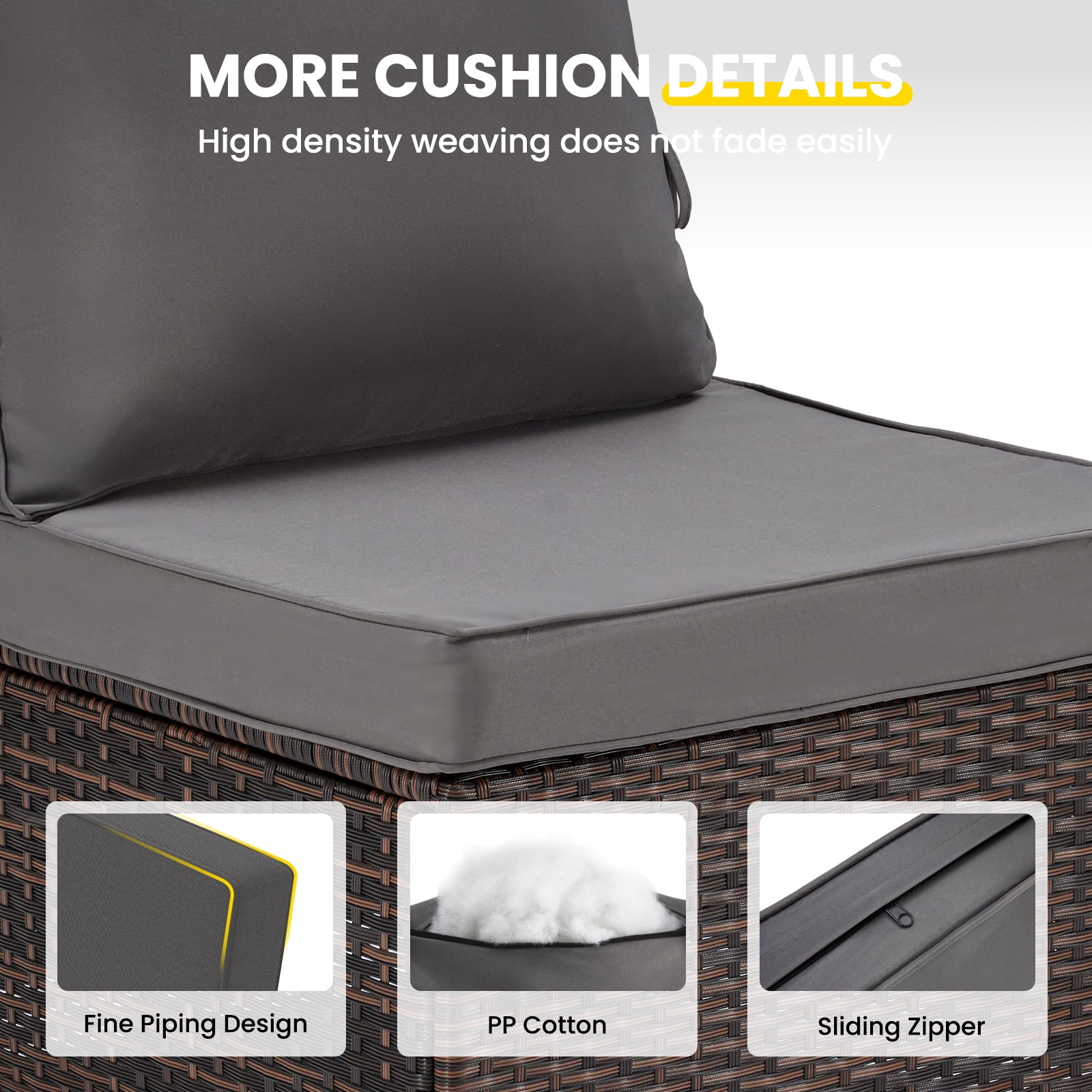 STARY Outdoor Deep Seat Cushions for Patio Furniture, 24"x24" Replacement Sectional Cushions for Outdoor Sofa, Armchair, 4 Pieces, Grey