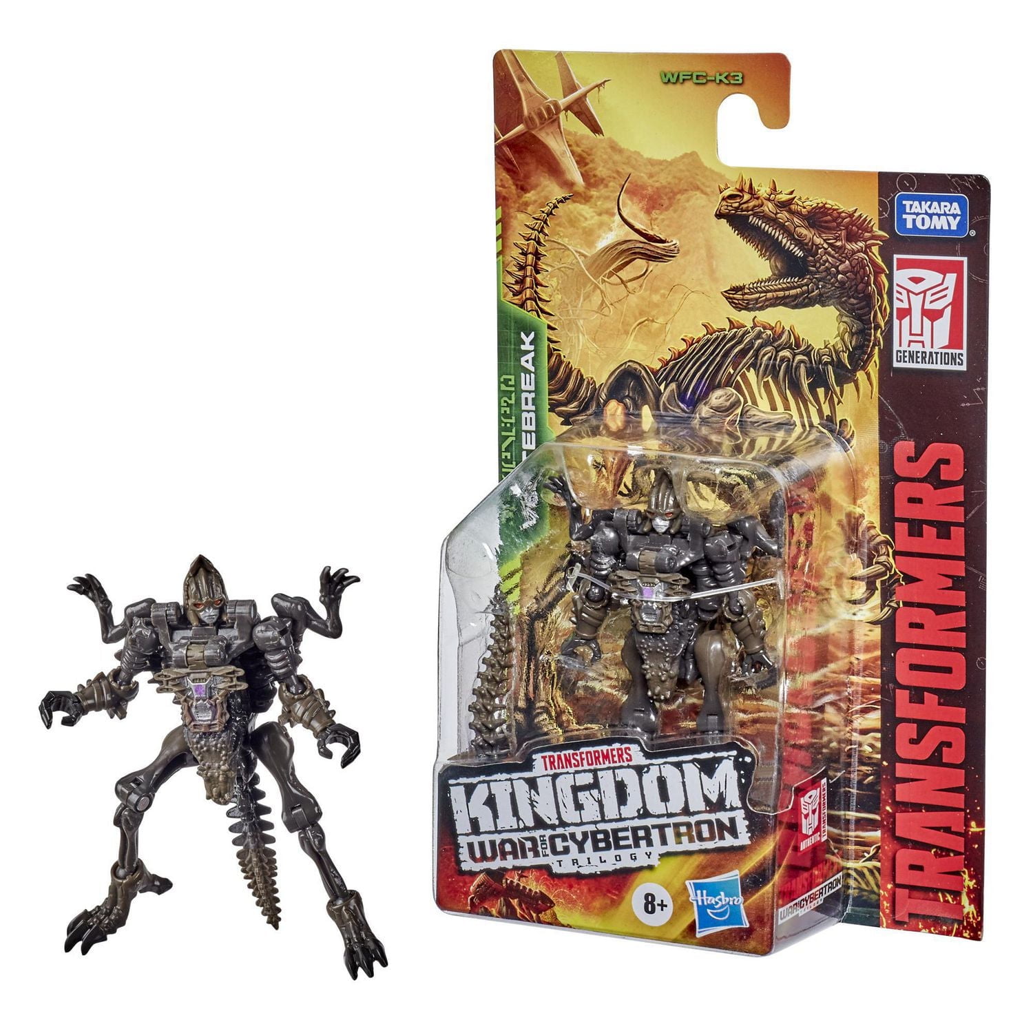 Transformers Generations War for Cybertron : Kingdom, figurine WFC-K3 Vertebreak classe Origine, pour enfants, à partir de 8 ans, 8,5 cm
