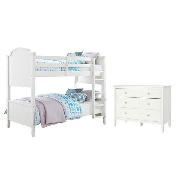 2 Piece Kids Bedroom Set With Bunk Bed, Bunk Bed With Dresser Underneath