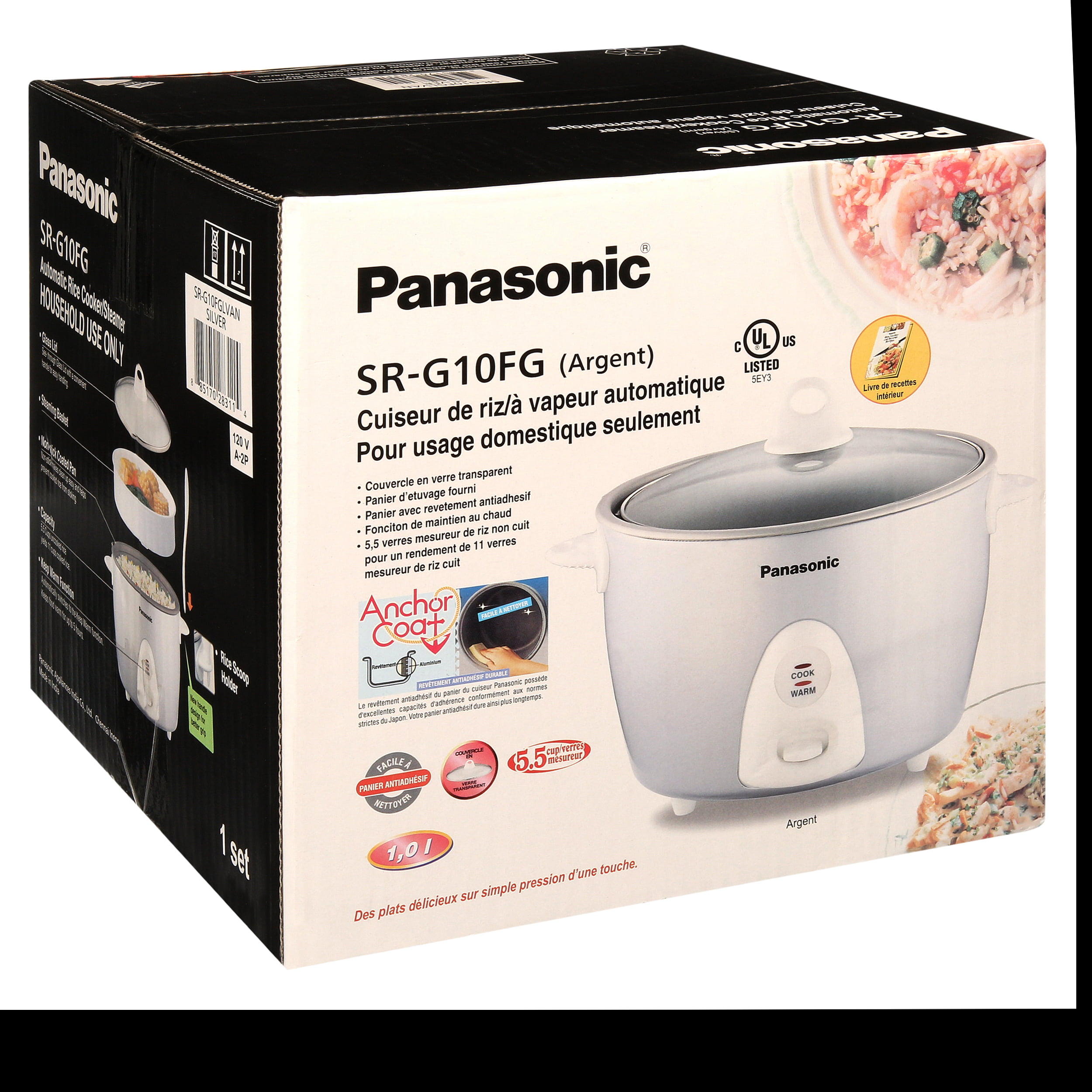 Panasonic Rice Cooker, Steamer & Multi-Cooker, 3-Cups (Cooked), 1.5-Cups  (Uncooked), SR-3NAL – Silver