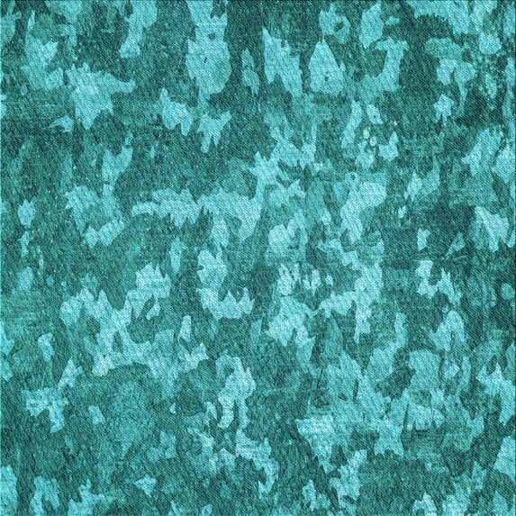 Ahgly Company Machine Washable Indoor Square Transitional Teal Green Area Rugs, 4' Square