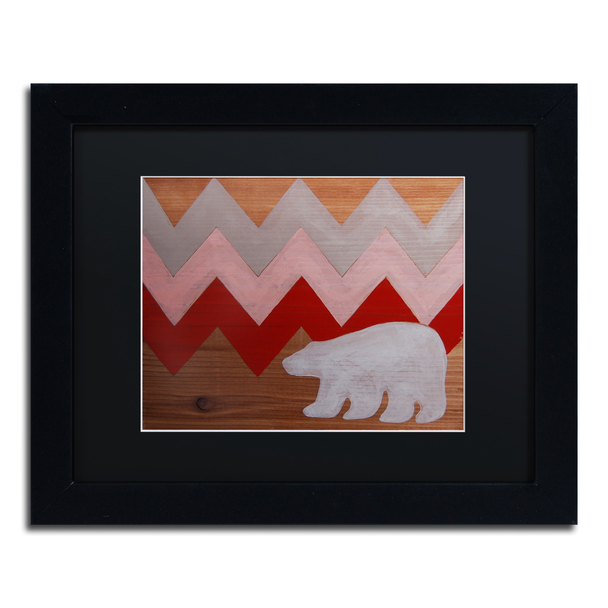 Trademark Fine Art "Polar Bear Red" Canvas Art by Nicole Dietz Black Matte, Black Frame