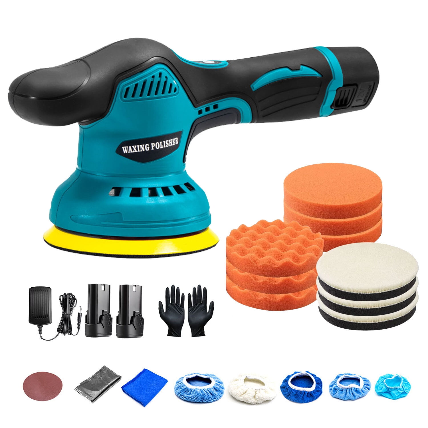 Hanru Cordless Car Buffer Polisher, Car Waxer with 2pcs 12V Lithium