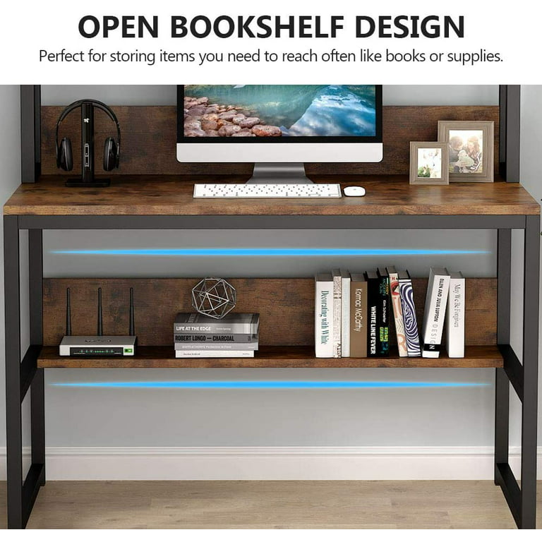 Tribesigns Hoga-C0437 55.1-in Brown Modern/Contemporary Computer Desk Hutch  Included