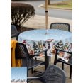 thumbnail image 4 of Outdoor Tablecloth with Umbrella Hole and Zipper, Sky Blue Christmas Square Table Cloth 60x60 Inch Waterproof Tablecloth, Winter Snowman Squirrel Cat Snowflakes Picnic Table Cover for Patio Camping, 4 of 7