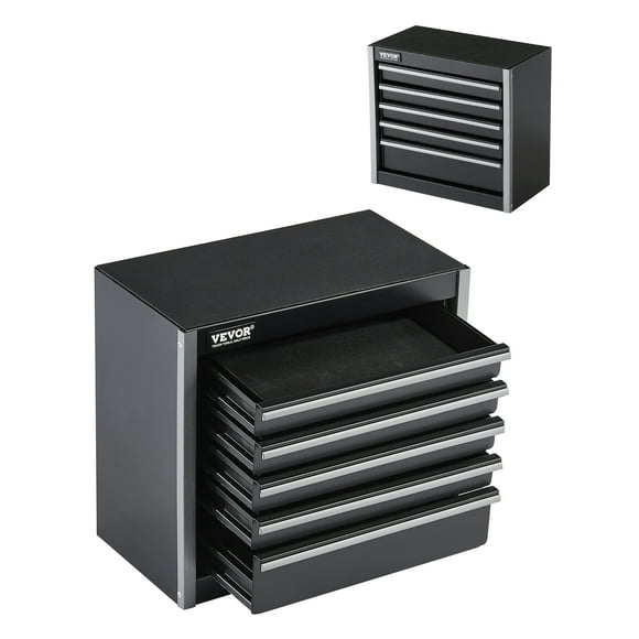 VEVOR Tool Box 8.6-inch Portable Metal Tool Box with 5 Drawers Tool Organizer Black