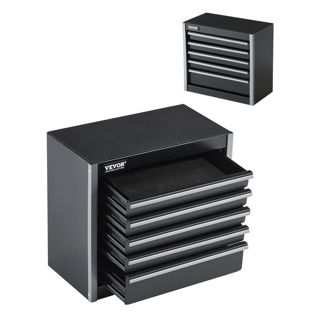 VEVOR Tool Box 8.6-inch Portable Metal Tool Box with 5 Drawers Tool Organizer Black