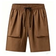 thumbnail image 4 of LEKWK Cargo Shorts for Men Elastic Waist Drawstring Short with Large Flap Pockets Quick Dry Lightweight Activewear for Gym Workout Hiking Brown XXL, 4 of 6