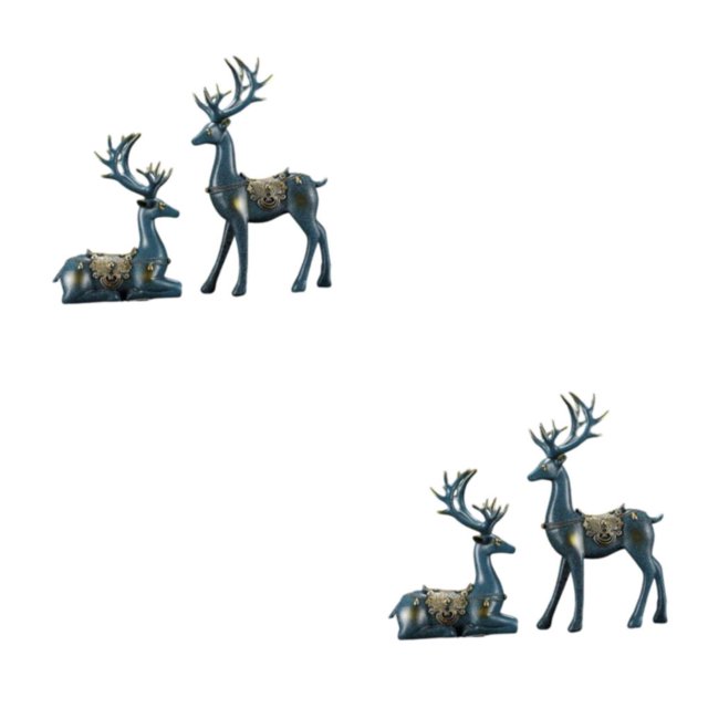 Advancent 2pcs Reindeer Figurines Resin Deer Statues Decoration Gift for Home en Type1 NO1