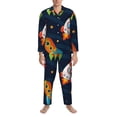 thumbnail image 3 of Salouo Spaceships and Stars Print Button-Front Long Sleeve Pajama Set for Men, Soft 2Pjs Men's Long Sleeve Sleepwear-Medium, 3 of 7