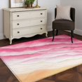 thumbnail image 4 of Ocean Waves Washable Area Rugs 3'x5', Abstract Gradient Orange Pink Waves Beach Low Pile Throw Living Room Rug Non-Slip Sturdy Edge Binding Carpet for Indoor Entryway Bedside Kitchen, 4 of 9
