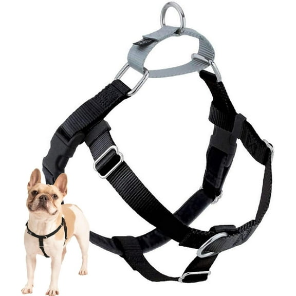 2 Hounds Design Freedom No Pull Dog Harness, Adjustable Gentle Comfortable Control for Easy Dog Walking, Harness Only, Black, Small