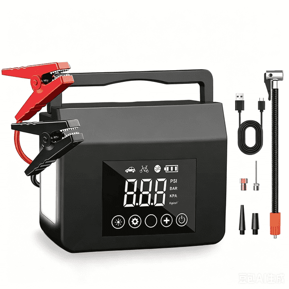 Apenet Portable Car Jump Starter with Air Compressor — 4000A 12V Car Battery Booster, 150PSI Tire Inflator, 15000mAh Power Bank, and LED Flashlight; Reliable Operation Down to -20°F