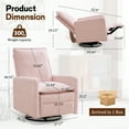 thumbnail image 3 of Korser Manual Swivel Rocker Recliner Chair with Side Pockets Nursery Glider Recliner for Living Room, Nursery, Pink, 3 of 7