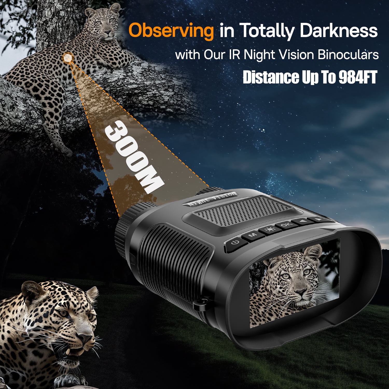 USCAMEL Night Vision Binoculars for Adults: 7 IR Infrared Levels, 3" IPS Night Vision Goggles for Day and Night, 32G SD Card for Photo & Video, 8x Digital Binoculars for Hunting Wildlife Watching