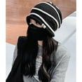 thumbnail image 6 of Crochet Beanies for Women Baggy Beanie Womens Berets Striped Bonnet Hat Roll up Edge Fall Winter Hat Ski Cap Travel, 6 of 7