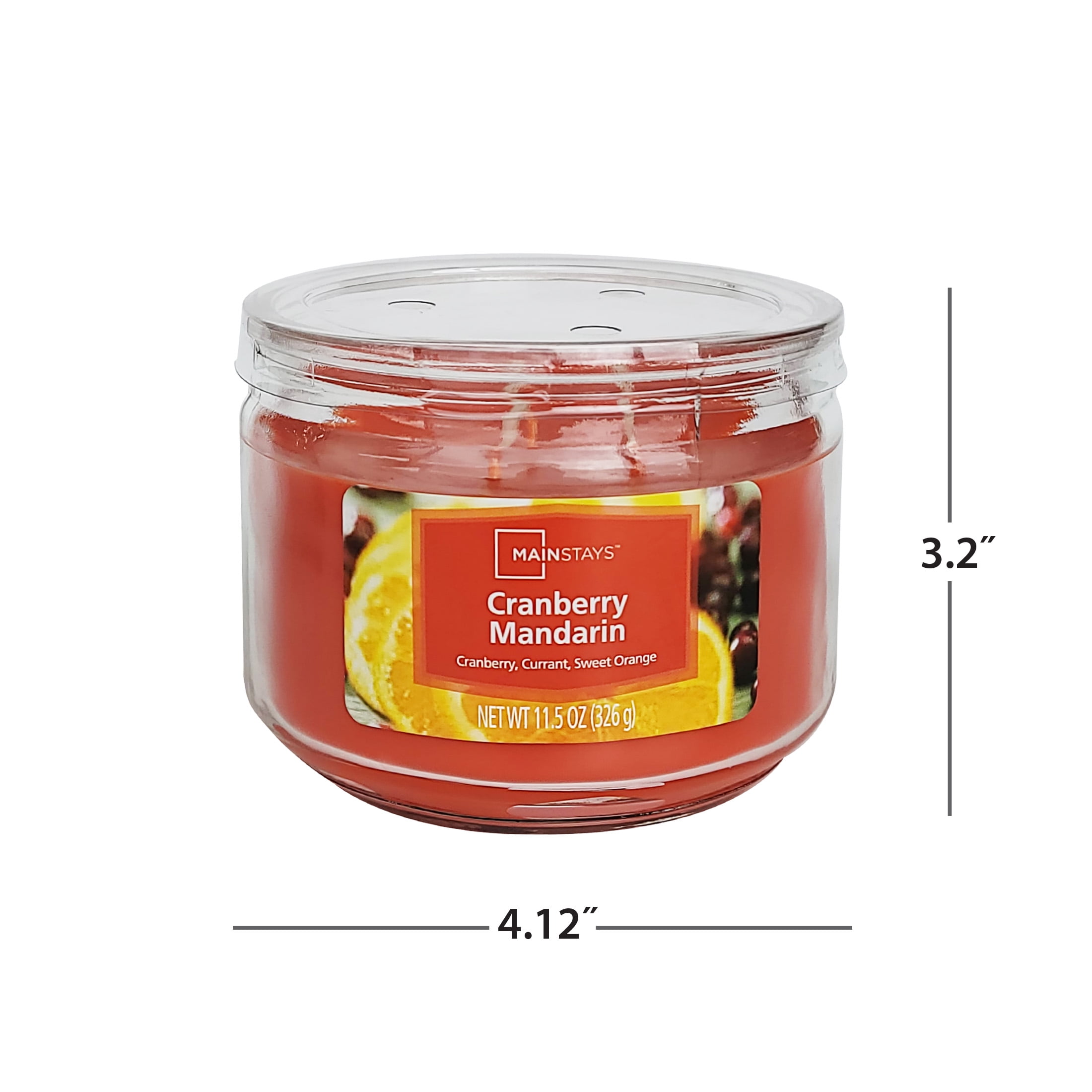 Mainstays 3-Wick Glass Jar Candle, Cranberry Mandarin, Coral Red, 11.5 oz