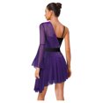 thumbnail image 2 of SiiRoh Figure Skating Dress for Women Color Block Asymmetrical Ballet Dress Lyrical Dancing Dresses Purple XXL, 2 of 5