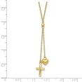 thumbnail image 3 of Primal Gold 14 Karat Yellow Gold Puffed Heart and Diamond-cut Cross Graduated Chain with 2-inch Extension Necklace, 3 of 3