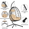thumbnail image 6 of Wicker Egg Hanging Chair, Indoor Outdoor Swing Egg Chair with Stand, Cushion & Pillow, Hammock Chair Swing with Stand, Hanging Lounge Chair for Patio Backyard Balcony Garden Bedroom, 6 of 9