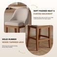 thumbnail image 5 of Set of 2 Upholstered Counter Height Bar Stools in Sleek Faux Leather with Solid Rubberwood Legs for Kitchen Island, 5 of 9