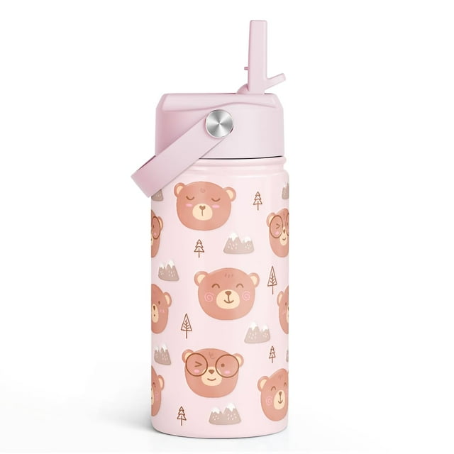 Botella de agua Sandjest para niños, 355 ml, tapa con pajita