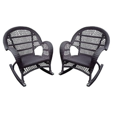 Jeco Santa Maria Wicker Patio Rockers with Optional Cushion - Set of 2