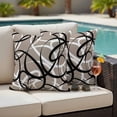 thumbnail image 4 of Brown Geometric Outdoor Waterproof Pillow Covers, Vintage Black White Striped Abstract Art Decorative Square Throw Pillowcase Sofa Cushion Sham for Patio/Couch/Chair, 18"x18" 2 Pack, 4 of 8