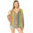 thumbnail image 3 of Love Stitch Women's Festival Bohemian Balloon Sleeve Blouse (Small, Multi), 3 of 5